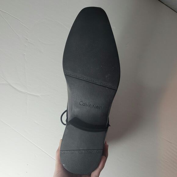 Calvin Klein Brodie Black Patent Mens Size 8.5 Oxfords Lace Leather Dress Shoes - Picture 4 of 16